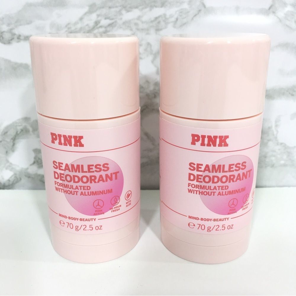 2 VS PINK SEAMLESS DEODORANT WITH ALOE WITH OUT ALUMINUM‎ CUCUMBER SCENT NWT